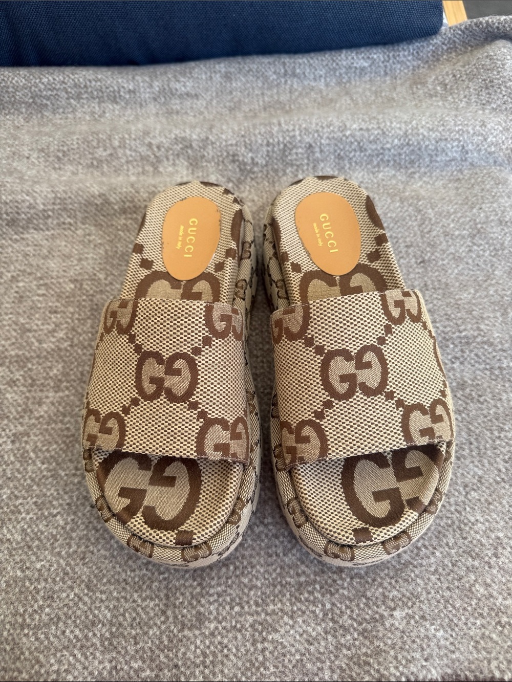 Gucci Kids GG Canvas Slide Sandals - Beige & Brown - Picture 3 of 4
